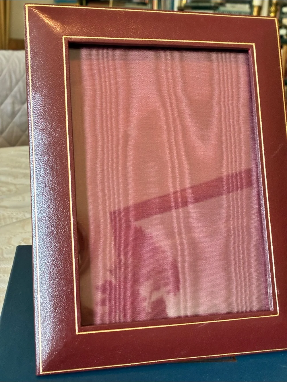 Vintage Brooks Brothers Burgundy Leather Larger Frame with Gold Accent- Italian